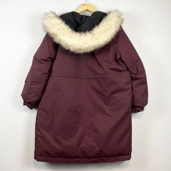 Zara Reversible Duck Down Oversized Relaxed Faux Fur Hood Puffer Jacket S - Picture 7 of 15